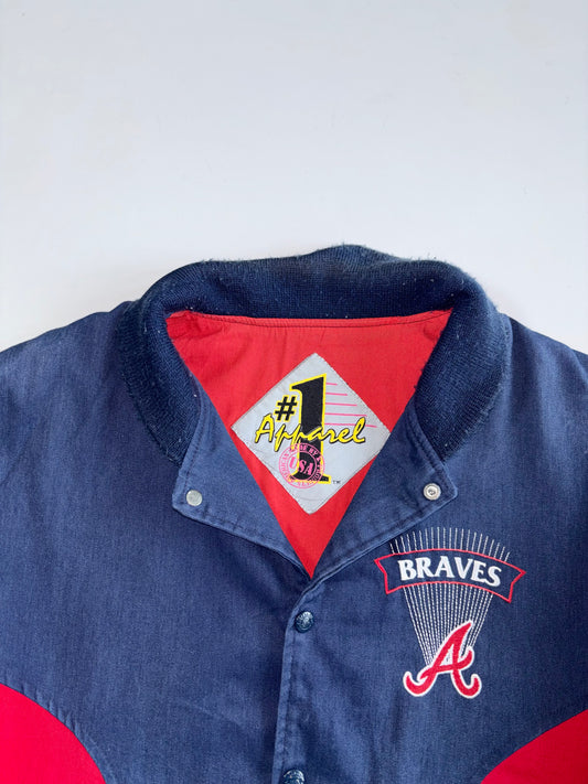 #1 Apparel | Atlanta Braves Denim Varsity Genuine MLB Licensed 90s  Oversized Jacket (L)