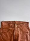 Vintage Real Leather Straight Fit Pants (W:34) (L:47)