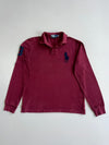 Polo Ralph Lauren Big Pony Embroidered Long Sleeve Rugby Polo Shirt Burgundy Size (L)