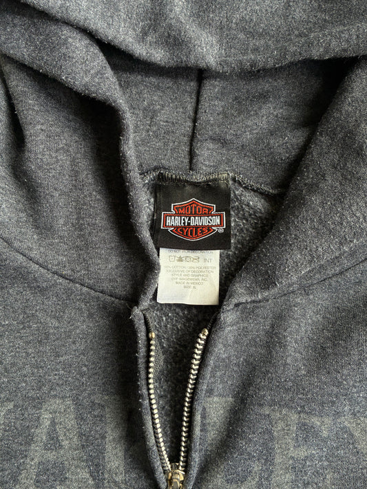 Harley-Davidson Charcoal Embroidered Logo Zip Hoodie (2XL)