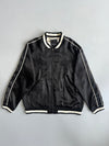 Unrelaxing Design” Satin Souvenir Jacket Black Tiger Embroidered Varsity Bomber (M)