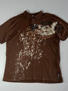 Y2K No Fear Eagle Splatter Graphic Polo – Brown (2XL)