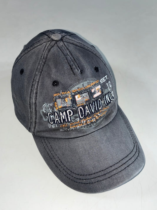 Camp David Inc. Rally Patchwork Embroidered Washed Grey Cap (Adjustable)