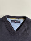 Tommy Hilfiger Navy V-Neck Knit Sweater – Oxford Contrast Collar (M)