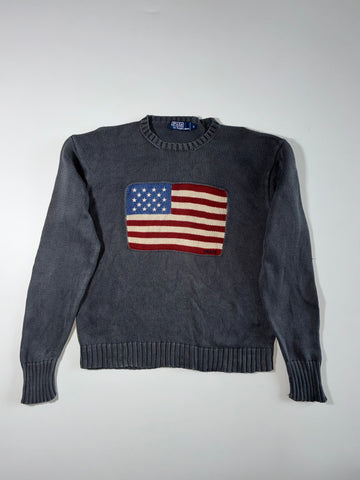 Vintage Polo Ralph Lauren American Flag Hand-Knit Sweater – (M)