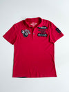 Y2K Big Train Japanese Biker Patch Polo Shirt Red  (L)
