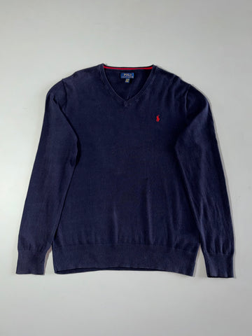 Polo Ralph Lauren Navy V-Neck Knit Sweater |  (M)