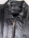 Vintage Leather Bomber Jacket – Black Snap-Cuff (M/L)