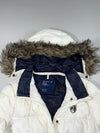 American Eagle Cream Puffer Jacket – Faux Fur Hood, Women's Detachable Caps (XL)