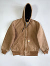 Carhartt Active Hooded Jacket Quilted Lined Faded Brown Duck Canvas (S/M)