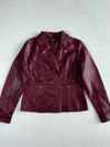 Baccini Burgundy Moto Biker Jacket with Quilted StitcPanels (S)