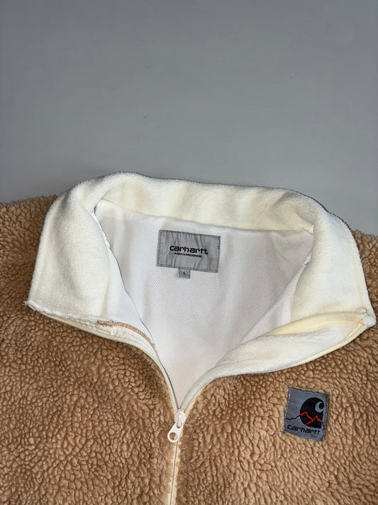 Carhartt WIP Sherpa Fleece Jacket – Cream/Tan Colorblock (2XL)