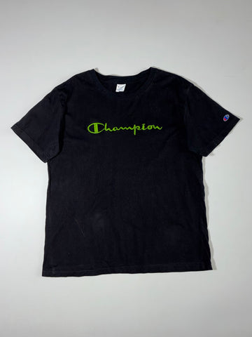 Champion | Embroidered Script Logo Tee Black Green | (L)