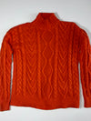 Lauren Ralph Lauren Burnt Orange Aran Cable Knit Mock Neck Sweater –  (L)