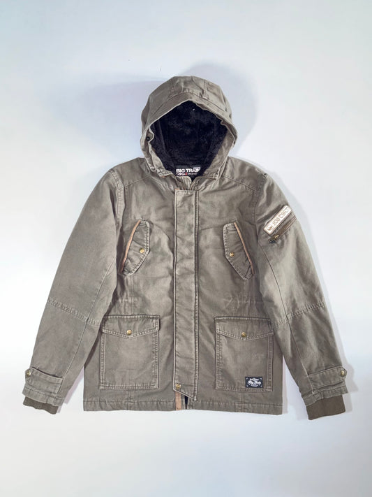 Big Train Osaka Sherpa-Lined Cotton Field Jacket (Olive) Size (M)