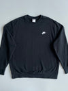 Nike Black Essential Crewneck Sweatshirt | Minimal Logo Pullover (XL)