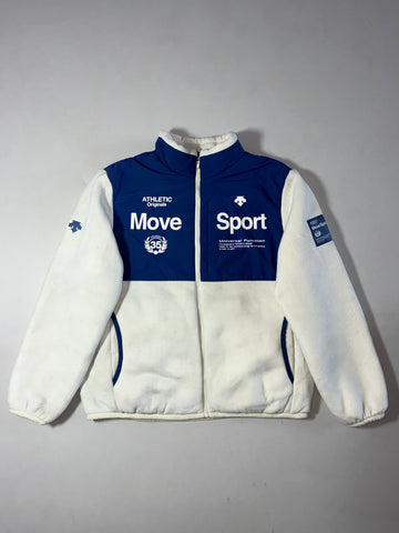 Vintage Descente White Blue Fleece Zip-Up Jacket (L)