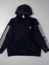 Adidas Originals Black Hoodie with White 3-Stripe Sleeves (2XL)