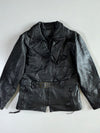 Vintage Premium Original Belted Black Leather Biker Jacket (L)