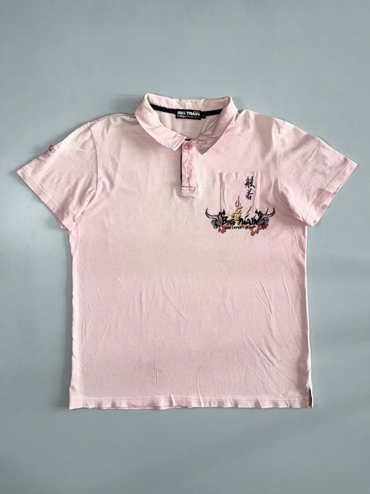 Big Train Osaka Japanese Kanji Graphic Polo Shirt (L)
