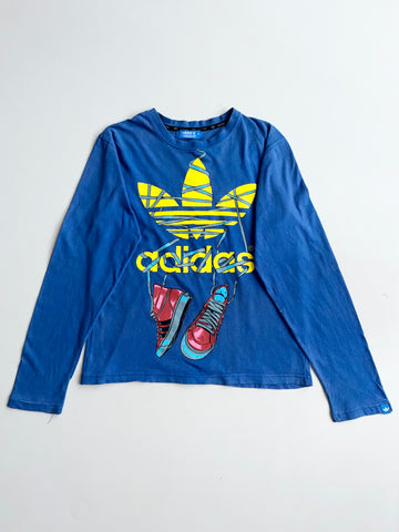 Adidas Originals Trefoil Sneaker Laces Graphic Long Sleeve Tee – Blue (S)