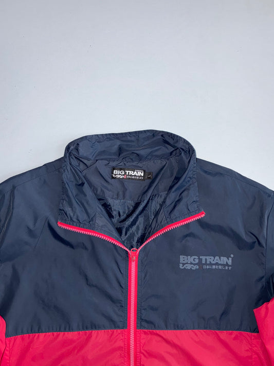 Big Train Osaka Two-Tone Red & Navy Windbreaker Track Jacket (M)