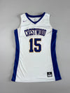 Nike Dri-FIT Crestwood #15 Basketball Jersey – White/Blue (XS)