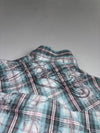 Karv Teal Plaid Western Pearl Snap Shirt with Eagle Print (M)