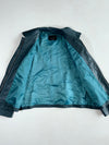 Jacker’s Slate Teal Pebbled Leather Collared Jacket with Hidden Placket, (M)
