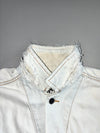 Vintage Levi’s White Denim Trucker Jacket with Destroyed Raw Frayed Collar (M/L)