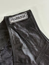 Vintage Black Leather Biker Vest – Kawasaki Patch, Side Lace-Up (L)
