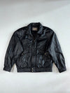 Vintage 90s Dino Gallucci Black Leather Bomber Jacket – Embossed Logo, Snap Pockets (XL)