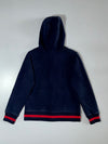 Roots Beaver Logo Full-Zip Hoodie Navy with Red Stripe Trim (S)