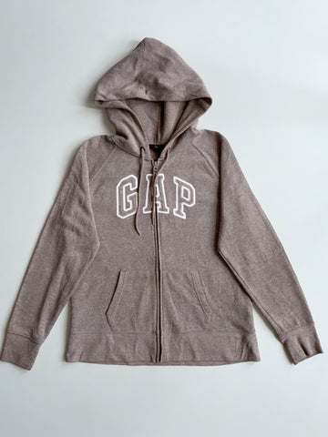 Gap | Heather Taupe Arch Logo Zip Hoodie | (M)