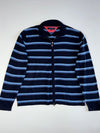 Tommy Hilfiger Navy & Blue Striped Full-Zip Knit Sweater – (2XL)