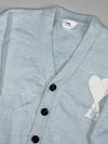 Ami Paris Ami de Coeur Mint Blue Fuzzy Knit Cardigan (M)