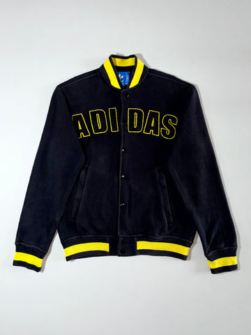 Adidas Varsity Letterman Jacket – Black/Yellow, Snap Button, Men’s (L)