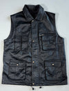 Vintage Black Leather Utility Cargo Vest (XL)