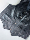 Vintage Leather Vest – Genuine Leather Waistcoat Black (S)