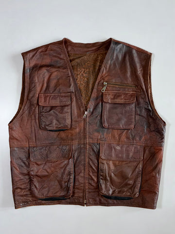 Super Premium Original Brown Leather Vest (L)
