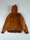 Vintage Basics Cognac Suede Fur Hood Toggle Bomber Jacket (XL)