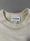 Lacoste Classic Fit Cream Ribbed Knit Crewneck Sweater (S)