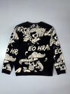 Ed Hardy Tattoo Graphic Print Crewneck Sweatshirt – Black/Cream (L)