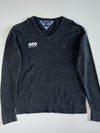 Tommy Hilfiger Premium Cotton V-Neck Sweater – Charcoal Grey (XL)