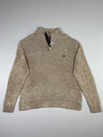 Chaps Beige 1/4 Button Mockneck Sweater (XL)