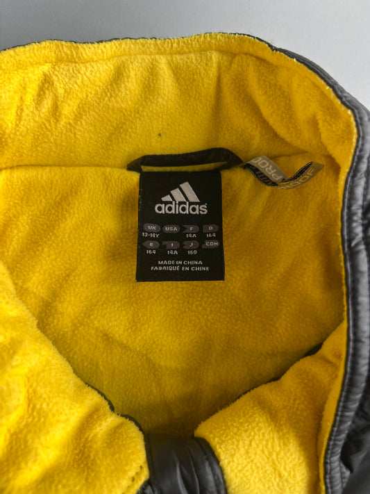 Adidas Puffer Jacket – Black w/ Yellow Fleece Lined Collar Detachable Arms(S)
