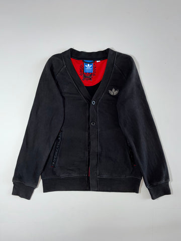 Adidas Originals Black Trefoil Button-Up Sweat Cardigan (S/M)