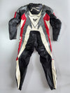Dainese Italian Pure Leather Vintage One-Piece MotoGP Racing Leather Suit W/ Back hump and proper (Padded) Red-White-Charcoal |  (Paded)Size -(S) Chest (40Inches)