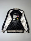 Peanuts Snoopy “Stay Cool” Satin Souvenir Bomber Jacket – Black/White (L)