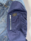 Pull&Bear Denim Bomber Jacket with Navy Nylon Sleeves, (M)
